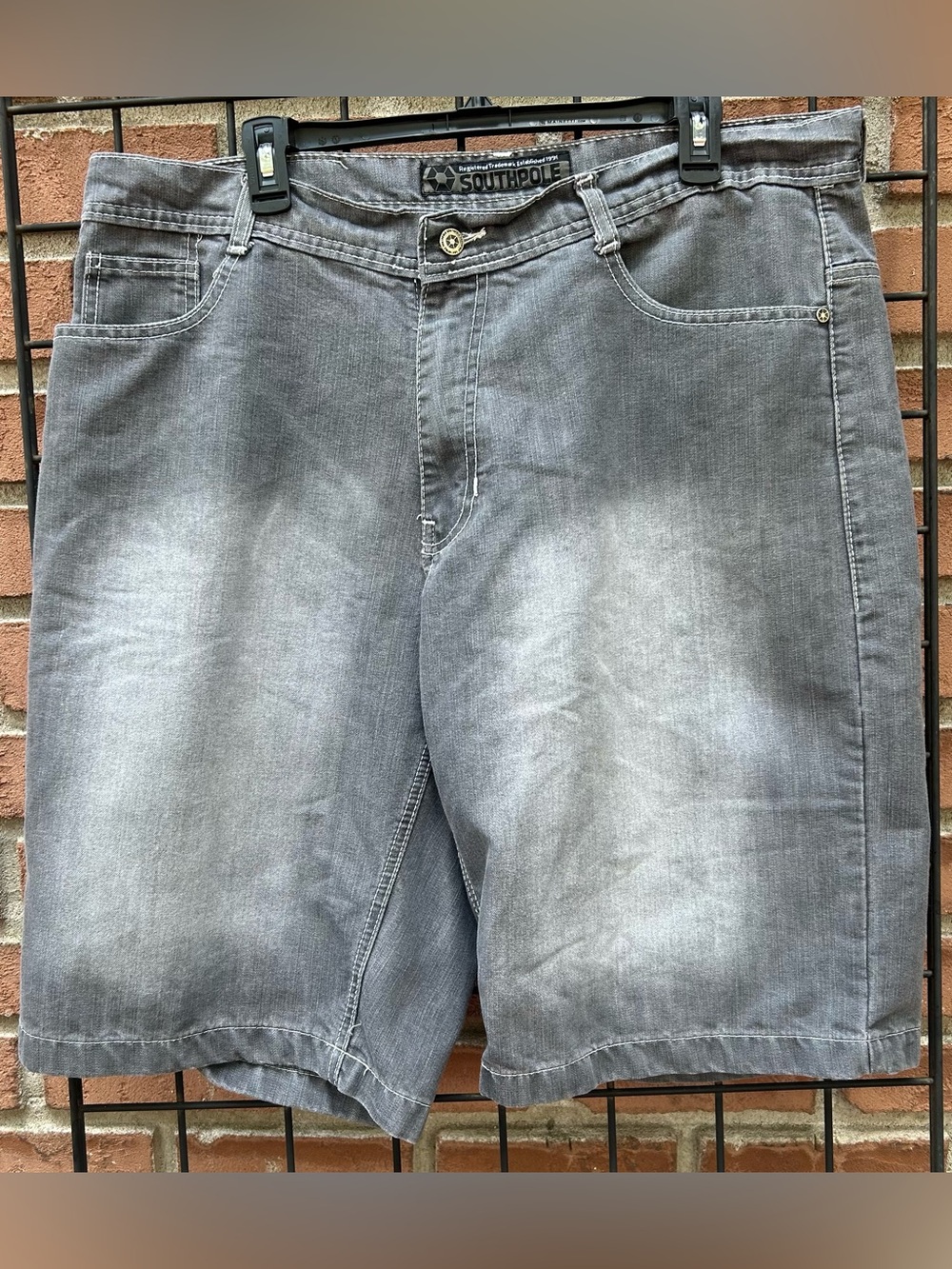 Vintage South Pole Men's Faded Gray Graffiti Denim Shorts